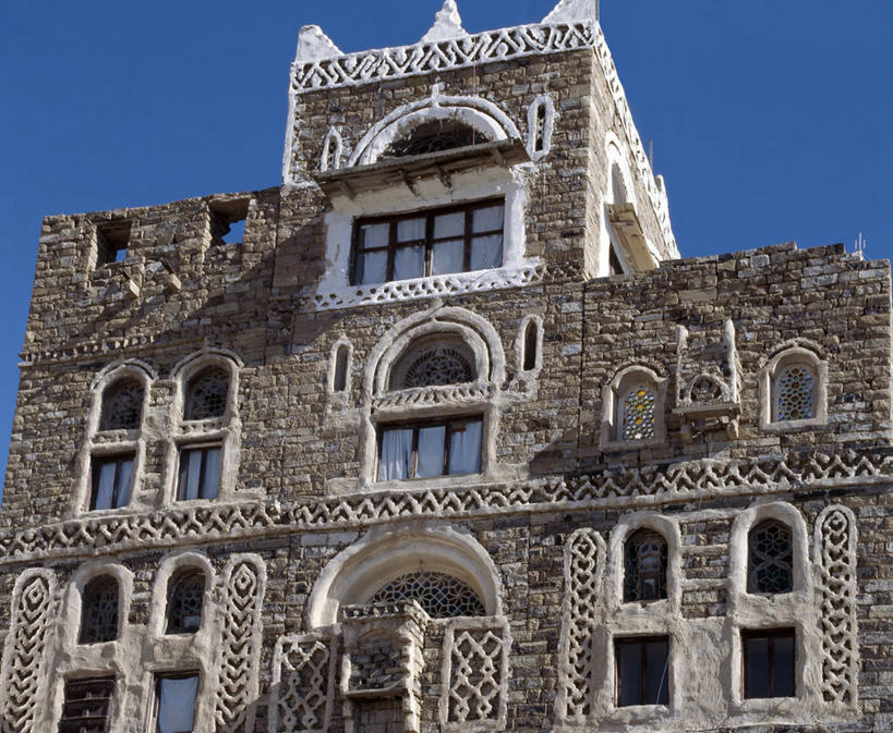 无人,横图,山,山脉,窗户,建筑,摩天大楼,也门,房屋,悬崖,拱门,摄影,建筑材料,设计,石块,彩图