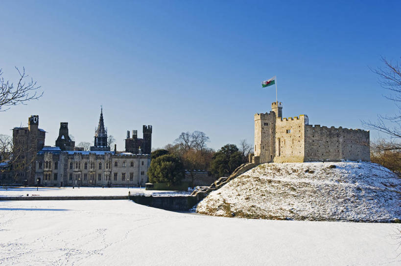 无人,横图,室外,童话故事,森林,树林,建筑,英国,欧洲,城堡,塔,首都,历史,树,蓝色,天空,摄影,威尔士,加的夫,彩图