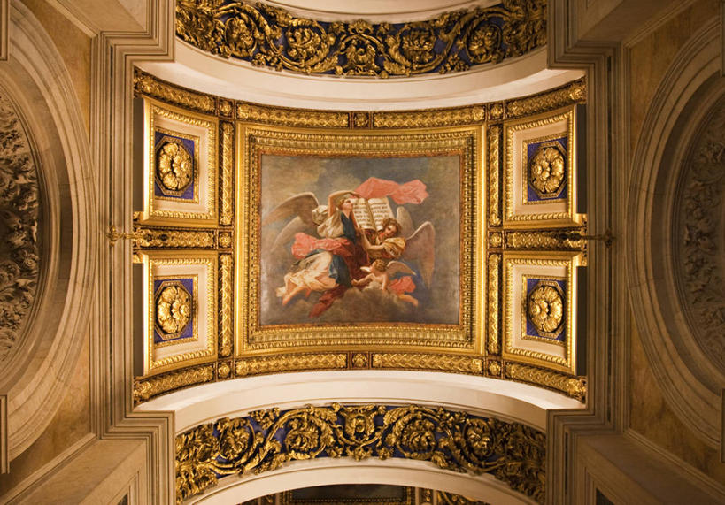 无人,教堂,横图,室内,天花板,城市,建筑,俄罗斯,天使,锥子,黄金,摄影,宗教,宗教建筑,作画,东欧,前苏联,东正教,尼古拉一世,彩图,大教堂