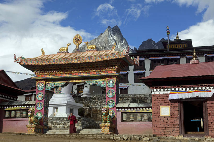 寺庙,横图,山,山脉,尼泊尔,亚洲,摄影,宗教,佛教,宗教建筑,修道院,转经筒,喜马拉雅山脉,珠穆朗玛峰,僧侣,彩图,鲲鹏