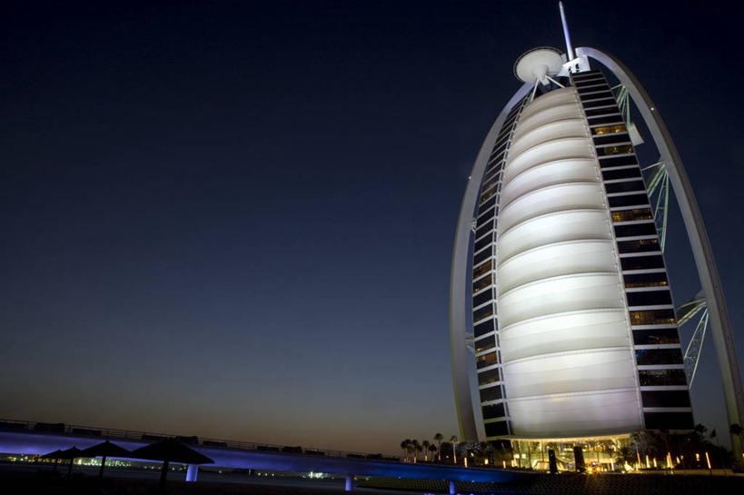 无人,横图,室外,夜晚,度假,城市,建筑,酒店,黄昏,地标建筑,摄影,中东,华贵,阿拉伯联合酋长国,迪拜,波斯湾,阿拉伯,海滩,彩图,旅行,帆船酒店,广角拍摄