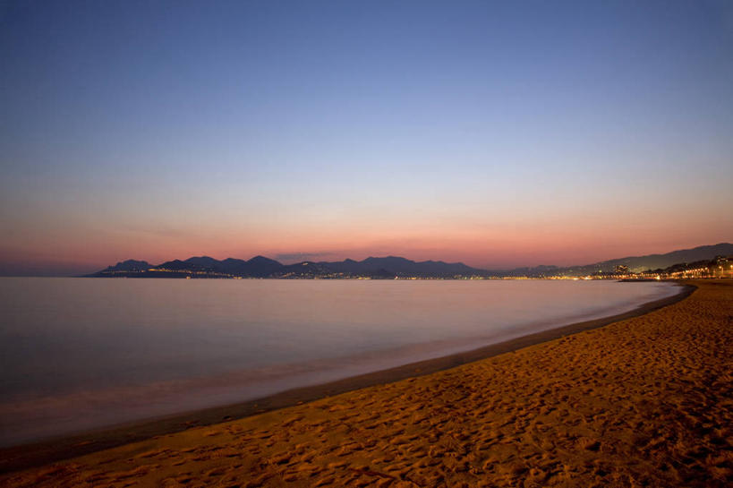 无人,横图,室外,海洋,日落,法国,欧洲,戛纳,沙子,黄昏,摄影,地中海文化,法国文化,海滩,彩图,旅行