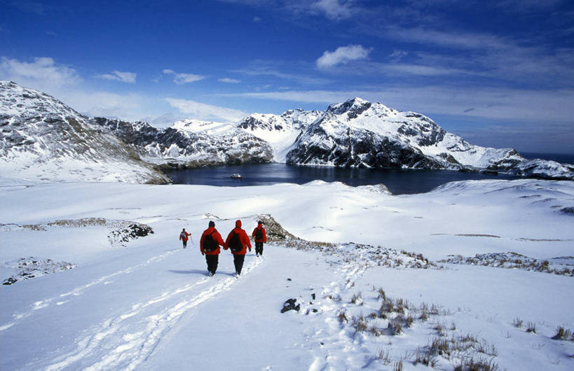 横图,室外,旅游,度假,山,山脉,雪,雪山,船,行人,游客,游人,海湾,娱乐,路人,旅客,邮轮,享受,休闲,大西洋,放松,摄影,客船,南乔治亚岛,过客,步行,彩图