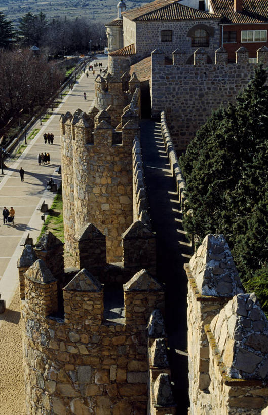 无人,竖图,城市,建筑,西班牙,欧洲,环绕,城堡,围墙,历史,摄影,保护,要塞,阿维拉,策略,彩图