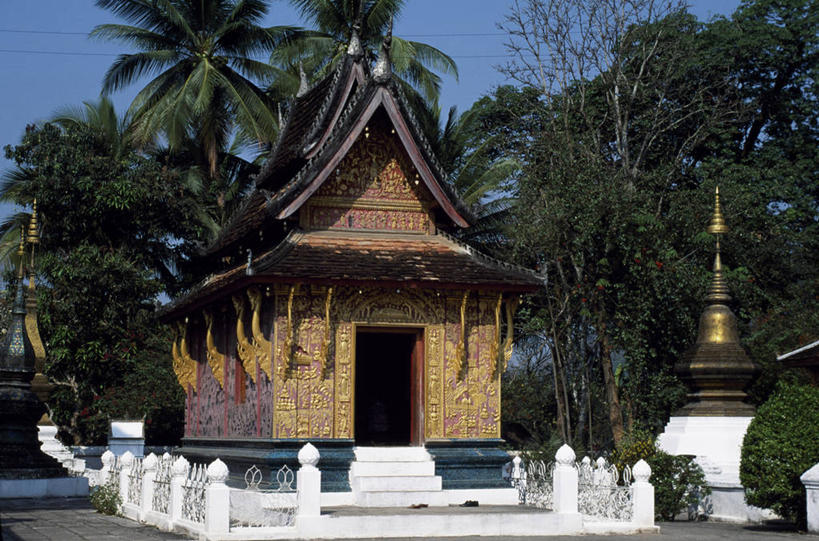 无人,寺庙,横图,建筑,老挝,亚洲,黄金,摄影,宗教,佛教,神殿,宗教建筑,琅勃拉邦,香通寺,彩图