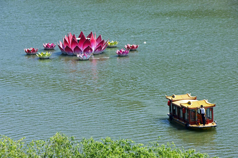 无人,横图,俯视,航拍,室外,白天,旅游,度假,烹饪,河流,水,船,睡莲,中国,亚洲,料理,食品,历史,菜肴,美食,花,食物,运输,摄影,佳肴,保护,鸟瞰,东亚,河南省,彩图,高角度拍摄,旅行,传统文化,联合国教科文组织