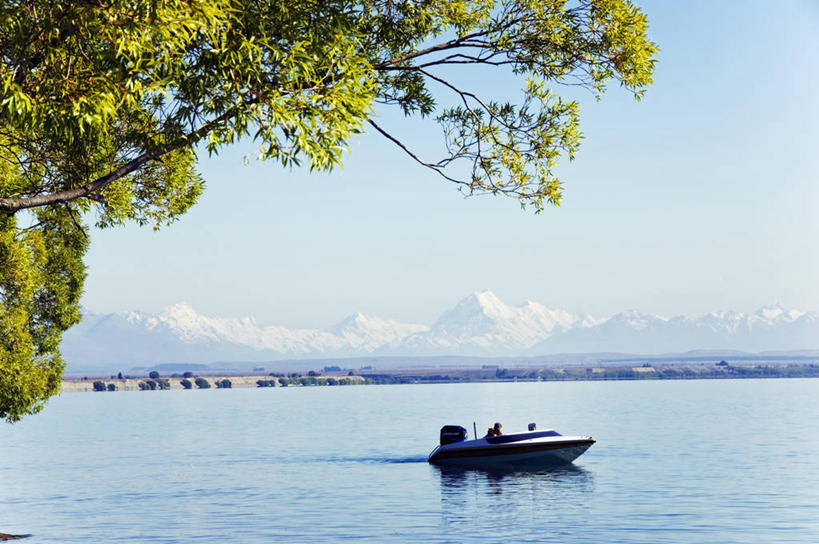 无人,横图,室外,湖,美景,山,山脉,水,雪,雪山,船,日光,新西兰,地形,景观,快艇,水库,风景,自然,景色,摄影,自然风光,纯净,澳大拉西亚,库克山,新西兰南岛,美术工艺,彩图,罢工,美人
