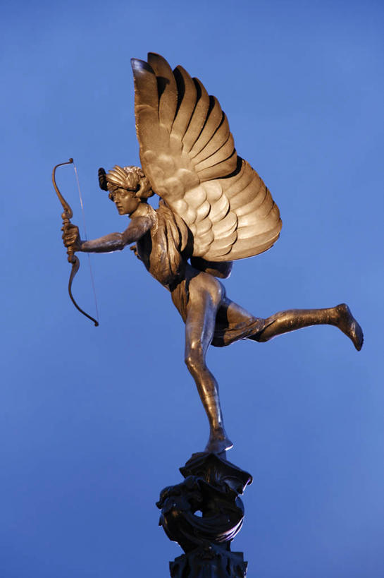 无人,竖图,日落,城市,雕塑,英国,雕像,首都,英格兰,皮卡迪利广场,黄昏,地标建筑,摄影,箭术,丘比特,英国文化,铝,彩图