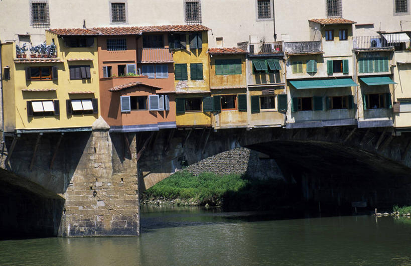 无人,商店,横图,室外,河流,水,建筑,意大利,欧洲,房屋,桥,历史,摄影,意大利文化,托斯卡纳区,维基奥桥,亚诺河,彩图