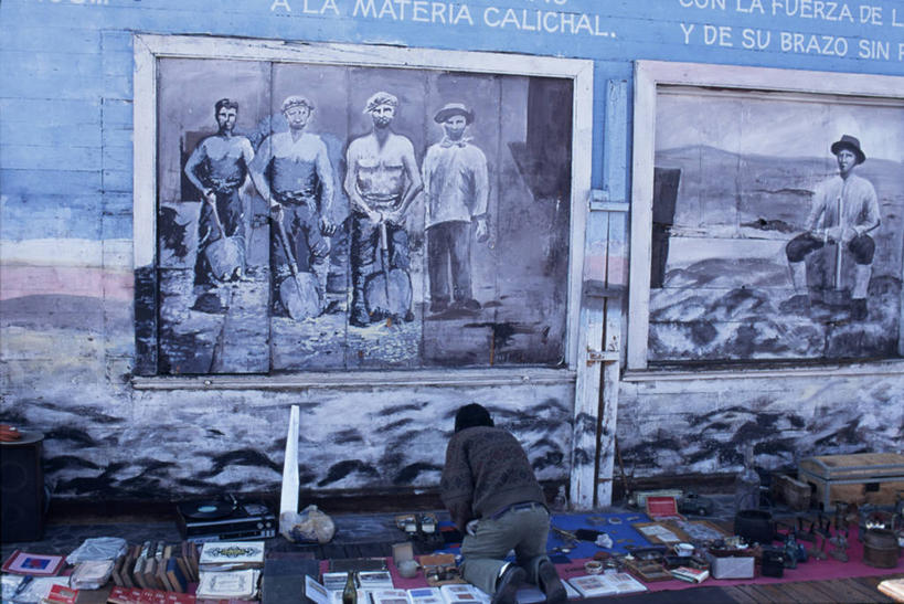 横图,城市,道路,街道,路,公路,智利,交通,货摊,壁画,纪念品,南美,摄影,作画,矿工,商人,马路,彩图,涂鸦