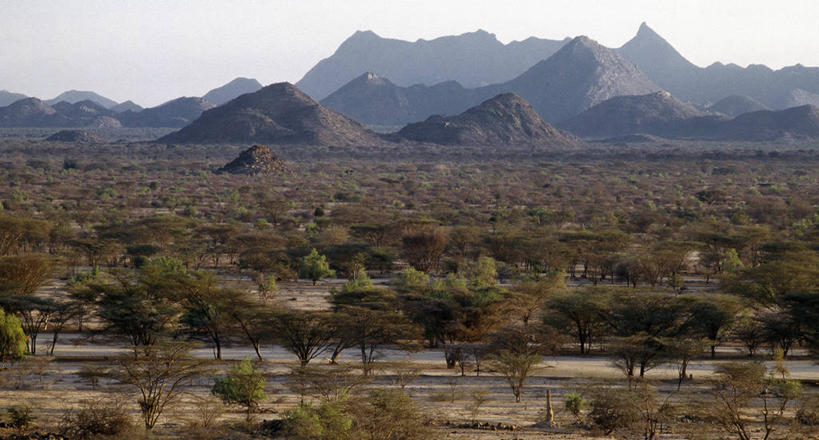 无人,横图,室外,山,山脉,非洲,肯尼亚,地平线,地形,山顶,乌云,云,辽阔,地面,树,平原,广阔,摄影,一望无际,山脊,延伸,天地相交,无边无际,一马平川,彩图