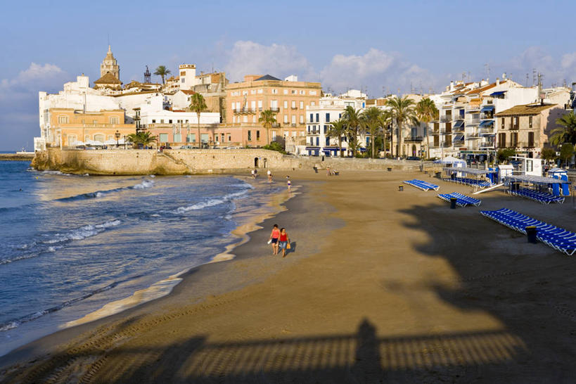 无人,横图,室外,海洋,西班牙,欧洲,摄影,西欧,地中海文化,南欧,加泰隆尼亚,伊比利亚半岛,盾形徽章,海滩,彩图,锡切斯