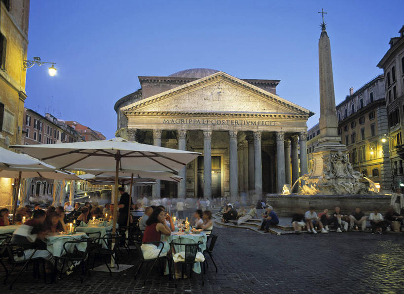 无人,横图,室外,夜晚,意大利,欧洲,首都,黄昏,摄影,意大利文化,罗马万神殿,彩图,咖啡馆