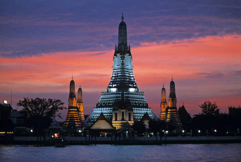 无人,横图,夜晚,曼谷,泰国,亚洲,首都,摄影,东南亚,郑王庙,彩图