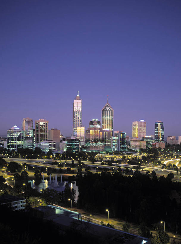 无人,竖图,室外,夜晚,天际线,城市,澳大利亚,摄影,澳大拉西亚,西澳大利亚,彩图,旅行