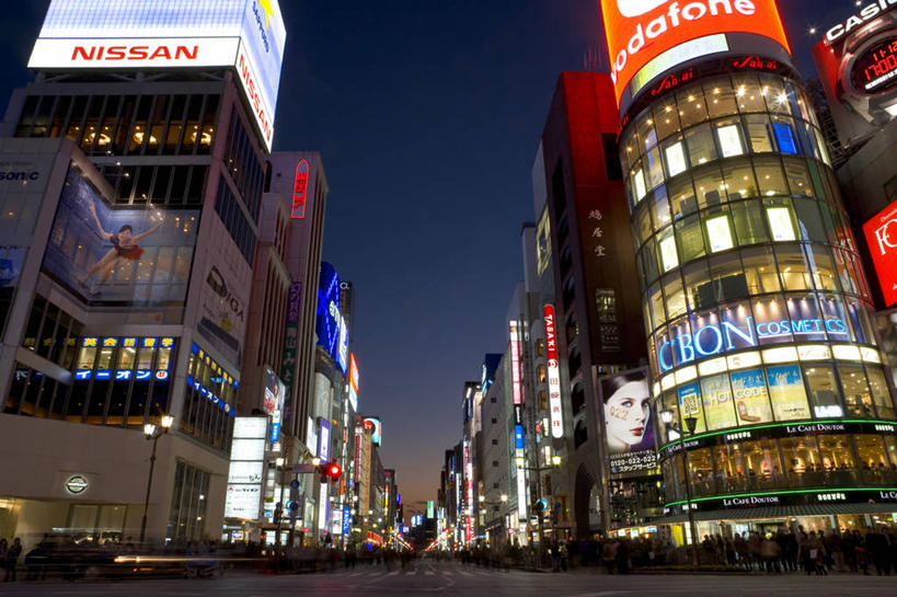 无人,横图,夜晚,城市,霓虹灯,东京,日本,亚洲,日本文化,首都,银座,摄影,彩图