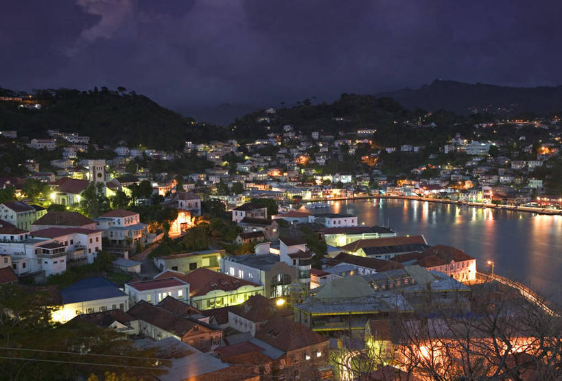 无人,横图,夜晚,格林纳达,岛,摄影,拉丁美洲,彩图,海港