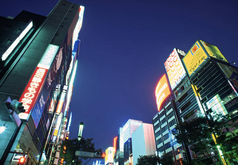 无人,横图,夜晚,城市,霓虹灯,东京,日本,亚洲,首都,银座,摄影,彩图