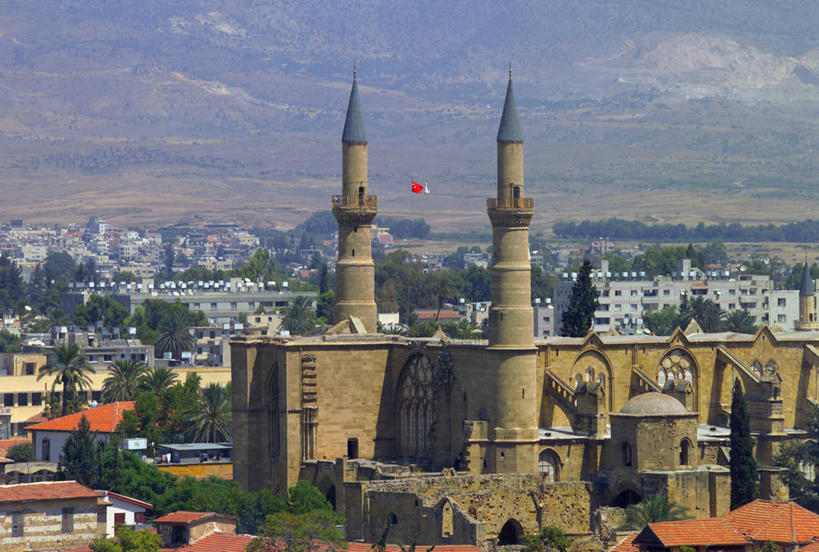 无人,横图,俯视,航拍,塞浦路斯,首都,北,摄影,鸟瞰,地中海文化,清真寺,政府,索非亚,塞利米耶清真寺,彩图,高角度拍摄,旅行