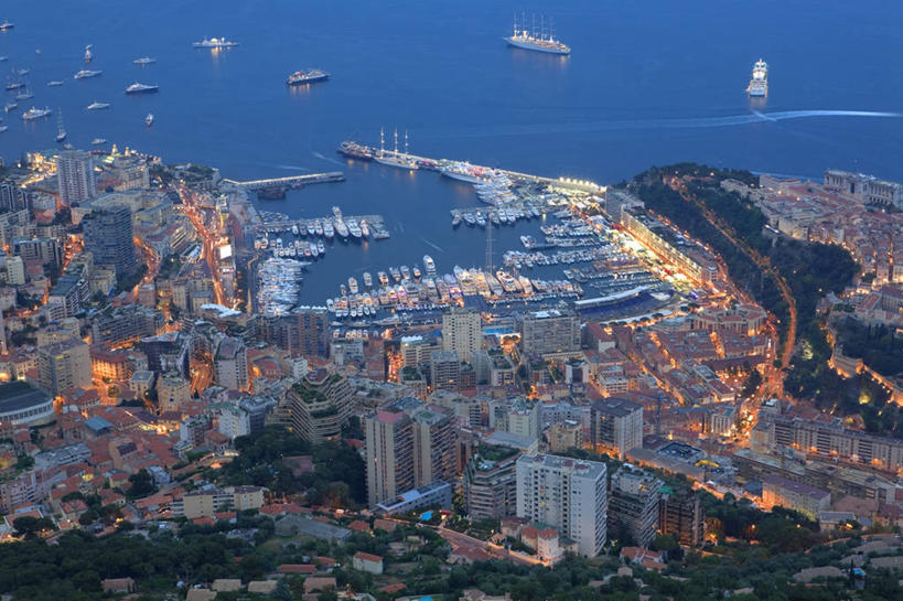 无人,横图,俯视,夜晚,法国,摩纳哥,欧洲,黄昏,摄影,照亮,地中海,普罗旺斯,法国文化,蒙特卡洛,彩图,高角度拍摄