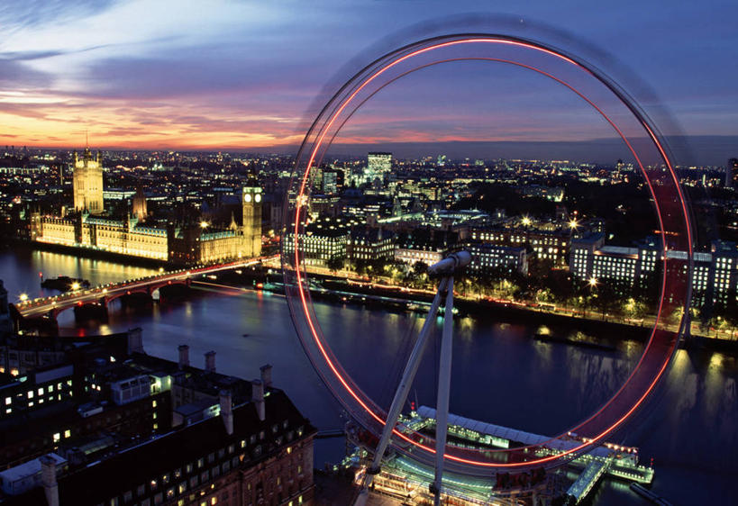 无人,横图,室外,日落,城市,英国,欧洲,首都,英格兰,伦敦眼,泰晤士河,摄影,英国文化,彩图