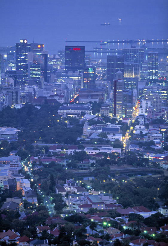 无人,竖图,室外,夜晚,天际线,城市,南非,首都,摄影,开普敦,彩图