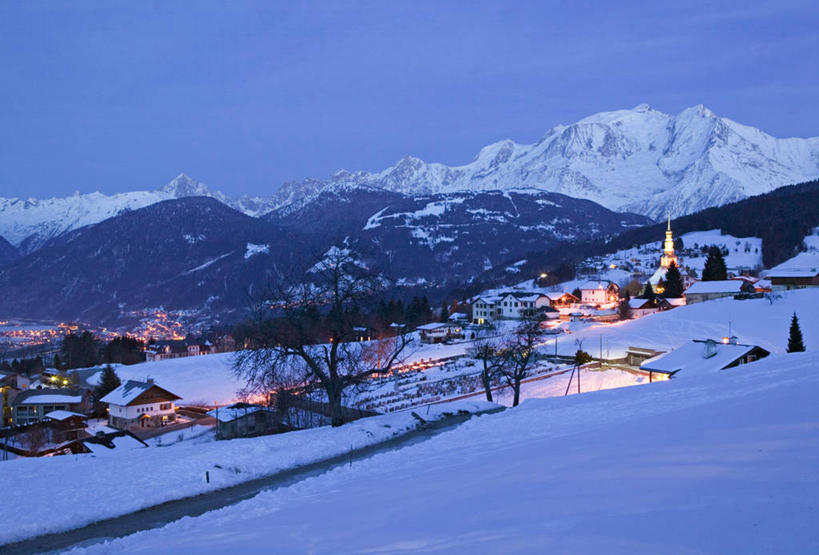 无人,横图,室外,雪,法国,欧洲,冬天,黄昏,滑雪场,摄影,勃朗峰,上萨瓦,彩图