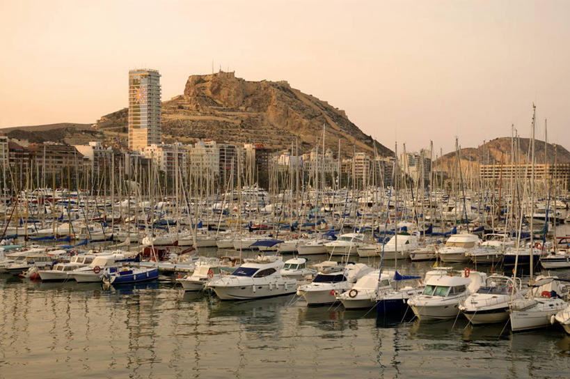 无人,横图,西班牙,欧洲,摄影,地中海文化,游艇码头,阿利坎特省,彩图,海港,白色海岸