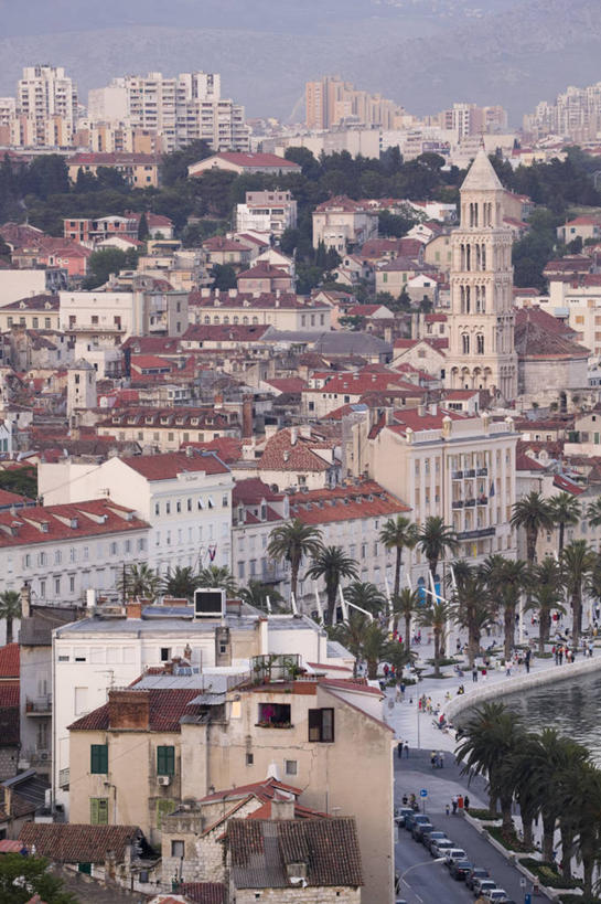 无人,竖图,俯视,室外,天际线,城市,欧洲,克罗地亚,摄影,地中海文化,巴尔干,东欧,亚得里亚海,斯普利特,彩图,高角度拍摄