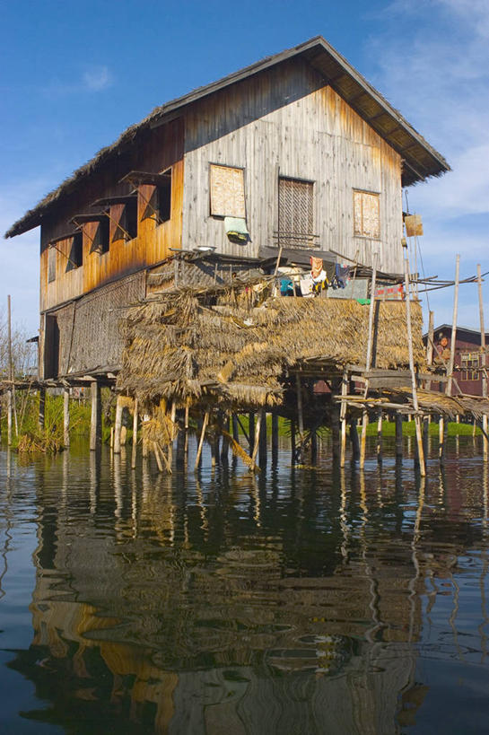 无人,竖图,室外,水,缅甸,亚洲,房屋,摄影,东南亚,高跷,彩图