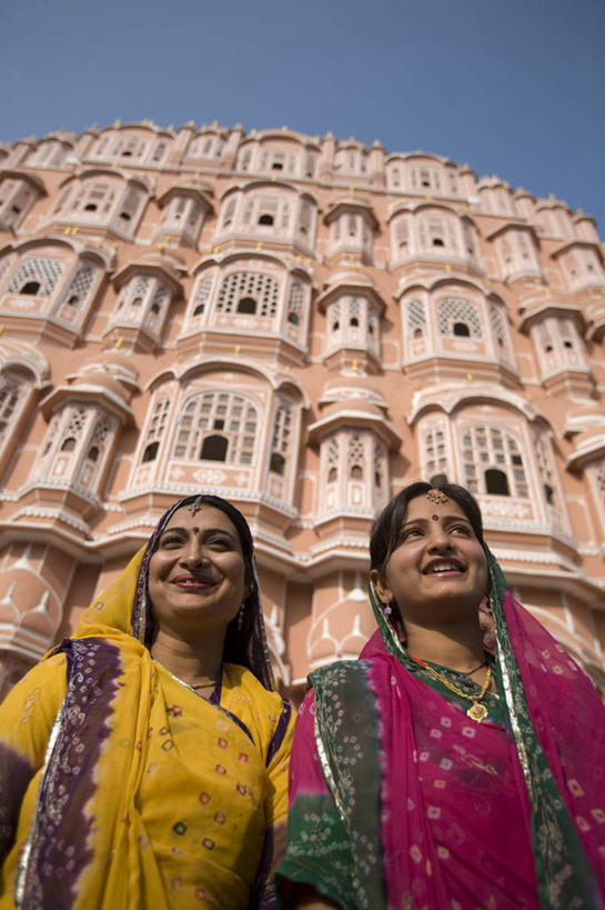 两个人,竖图,城市,印度,亚洲,摄影,建造,拉贾斯坦邦,风宫,斋普尔,彩图