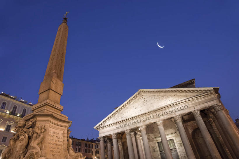 无人,横图,夜晚,城市,建筑,意大利,欧洲,首都,历史,黄昏,地标建筑,摄影,西欧,地中海文化,南欧,意大利文化,拉奇奥,罗马万神殿,彩图,万神庙广场