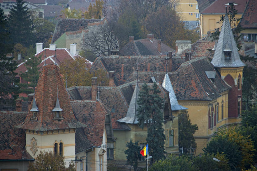 无人,横图,俯视,城市,欧洲,罗马尼亚,屋顶,城镇,摄影,东欧,首府,特兰西瓦尼亚,锡比乌,锡比乌县,彩图,高角度拍摄