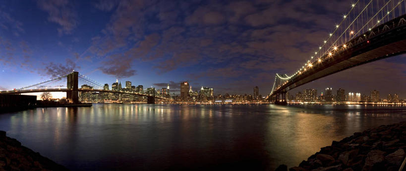 无人,横图,全景,室外,夜晚,天际线,城市,摩天大楼,纽约,美国,光,黄昏,摄影,吊桥,北美,照明设备,市区,纽约州,布鲁克林桥,曼哈顿桥,美国人,彩图