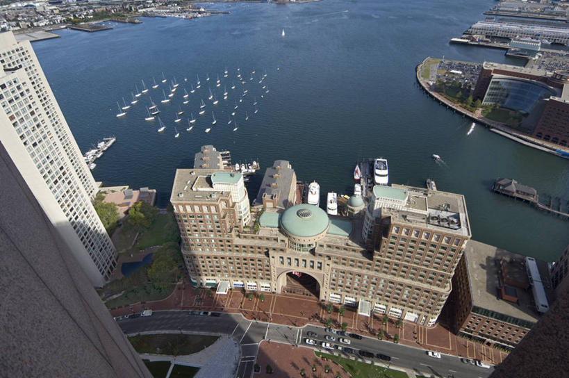 无人,横图,俯视,城市,美国,摄影,北美,波士顿,马萨诸塞,波士顿港,美国人,彩图,高角度拍摄