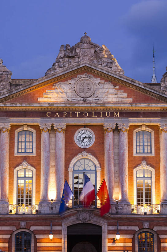 无人,竖图,室外,白天,旅游,城市,建筑,法国,欧洲,房屋,城镇,黄昏,摄影,西欧,市政厅,图卢兹,上加龙,彩图,旅行