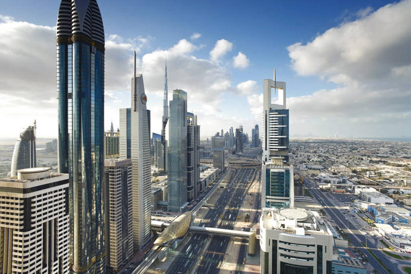 无人,横图,俯视,室外,白天,旅游,天际线,城市,摩天大楼,摄影,中东,阿拉伯联合酋长国,迪拜,波斯湾,中东文化,谢赫扎耶德路,阿拉伯,彩图,高角度拍摄,旅行,阿拉伯半岛,广角拍摄