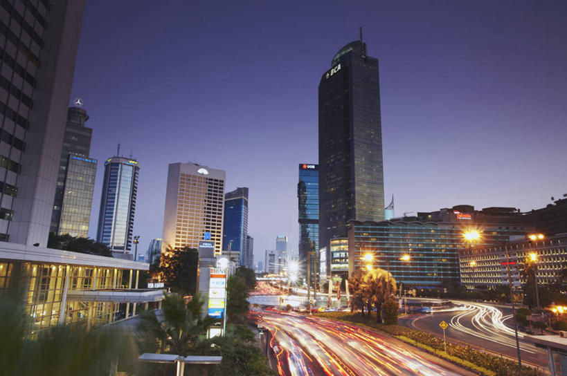 无人,横图,俯视,室外,运动模糊,城市,道路,建筑,街道,路,公路,印度尼西亚,交通,首都,黄昏,摄影,照亮,市区,雅加达,爪哇,马路,彩图,高角度拍摄