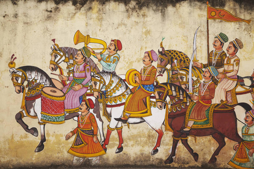 无人,横图,室外,白天,城市,印度,亚洲,艺术,墙,壁画,摄影,作画,拉贾斯坦邦,乌代浦,美术工艺,印度次大陆,彩图,传统文化