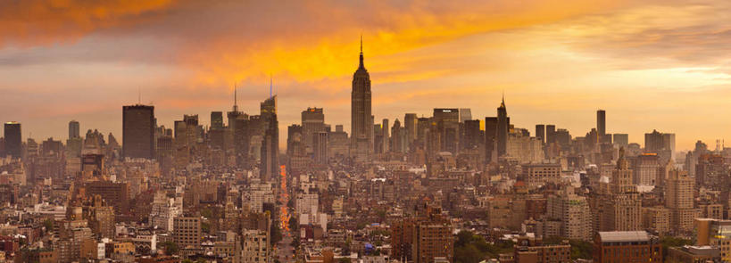无人,横图,全景,俯视,室外,日落,天际线,建筑,纽约,美国,曼哈顿,黄色,摄影,照亮,北美,北美洲,美洲,帝国大厦,纽约市,纽约州,帝国之州,帝国州,北亚美利加洲,亚美利加洲,彩图,高角度拍摄,美利坚合众国,曼哈顿区,纽约县,曼哈顿岛,色度