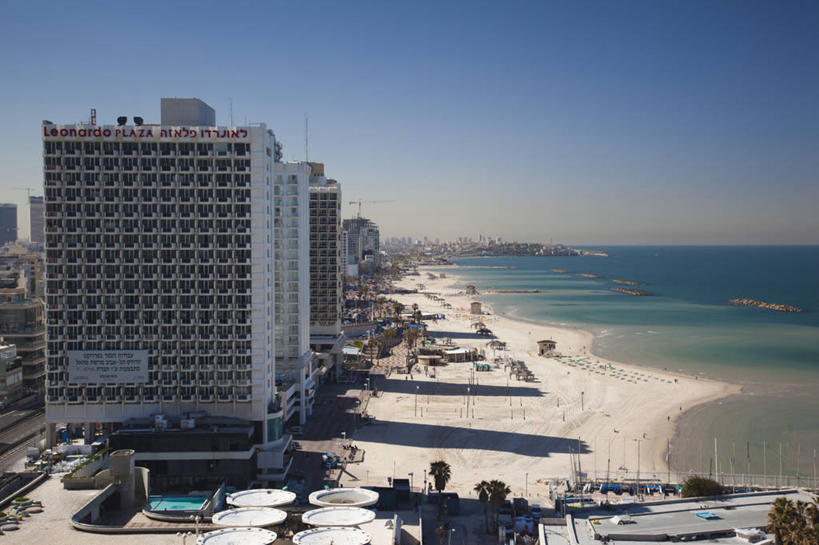 无人,横图,俯视,室外,白天,旅游,度假,海洋,建筑,酒店,以色列,沙子,海岸线,水平线,娱乐,享受,休闲,放松,摄影,特拉维夫,海滩,彩图,高角度拍摄,旅行