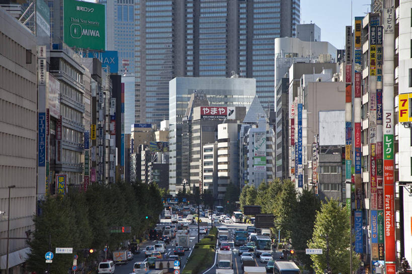 无人,横图,室外,白天,城市,道路,街道,路,公路,汽车,东京,日本,交通,首都,摄影,新宿区,马路,彩图,旅行