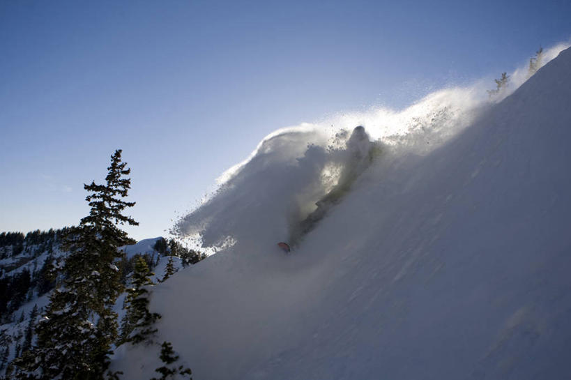 一个人,横图,室外,白天,留白,运动,山,雪,美国,朦胧,模糊,摄影,问题,犹他,冬季运动,滑雪运动,冒险,休闲活动,彩图