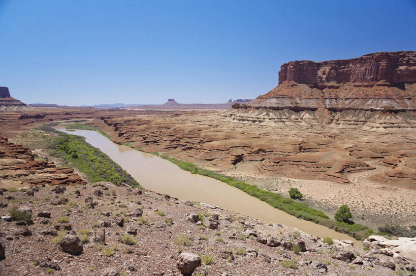 无人,横图,室外,白天,留白,河流,沙漠,水,美国,风景,摄影,国家公园,岩层,沉积岩,峡谷地国家公园,犹他,岩石,彩图,旅行,对焦,绿河