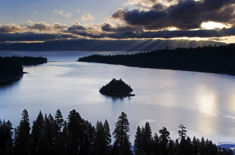 无人,横图,室外,日出,湖,森林,山,山脉,水,美国,黎明,树,风景,摄影,宁静,加利福尼亚,剪影,太浩湖,彩图,对焦