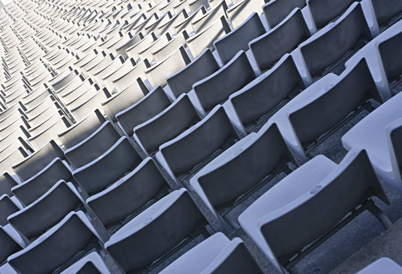 无人,横图,俯视,室外,白天,重复,日光,西班牙,巴塞罗那,一排,许多,阴影,丰富,整齐,很多,座位,排列,摄影,队列,加泰隆尼亚,奥林匹克运动场,彩图,高角度拍摄