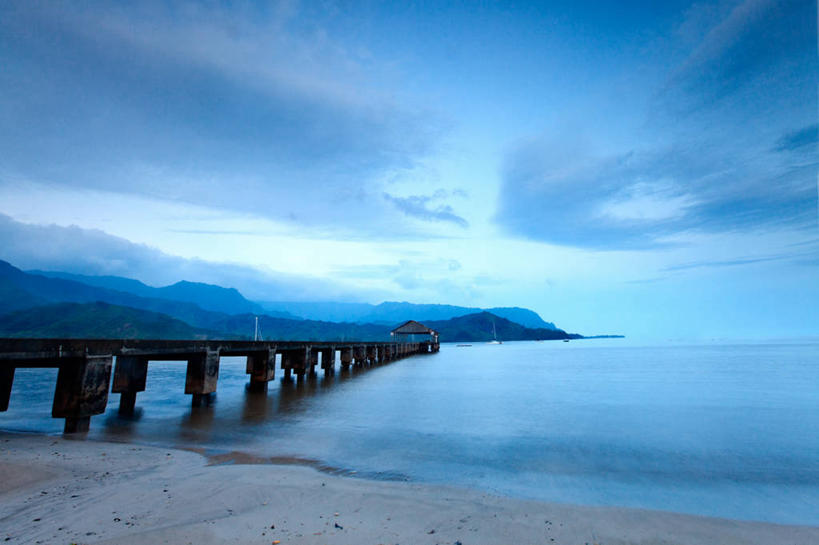 无人,码头,横图,室外,白天,海洋,美景,山,美国,沙子,景观,云,风景,天空,自然,景色,摄影,宁静,自然风光,考艾岛,夏威夷群岛,太平洋岛屿,海滩,彩图