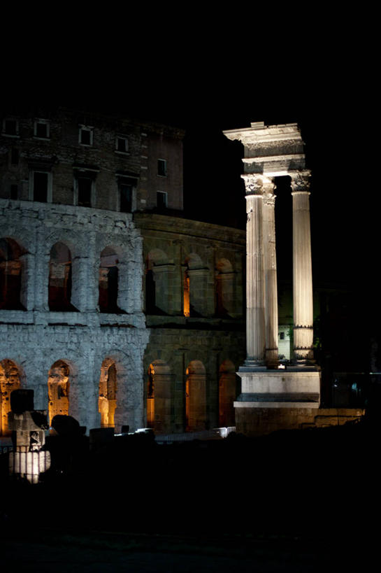 无人,竖图,室外,夜晚,建筑,意大利,柱子,拱门,首都,废墟,摄影,照亮,意大利文化,古代文明,彩图