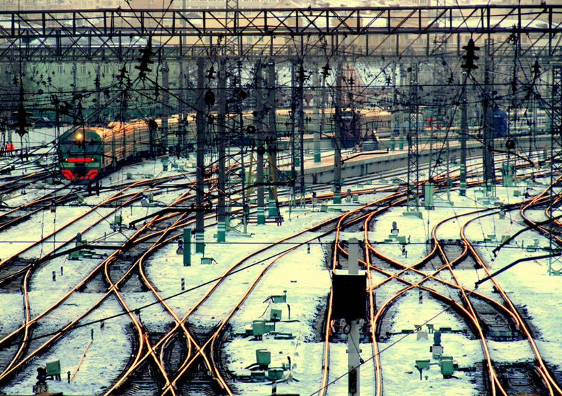 无人,横图,室外,白天,雪,路,铁路,俄罗斯,冬天,轨道,交通,铁轨,首都,联系,运输,摄影,货运,莫斯科,彩图,横越