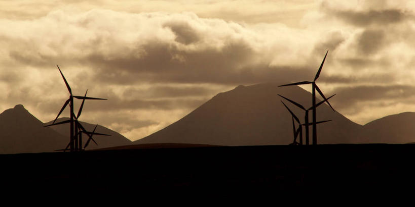 无人,横图,全景,室外,白天,山,山脉,英国,丰富,云,苏格兰,天空,摄影,能源,宁静,剪影,苏格兰高地,萨瑟兰郡,风轮机,彩图